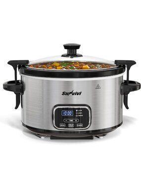 4QT Programmable Slow Cooker with Locking Lid, Removable Pot, 3 Settings